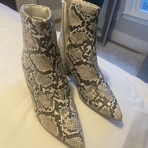 Sugar Black and White Snakeskin Ankle Boots